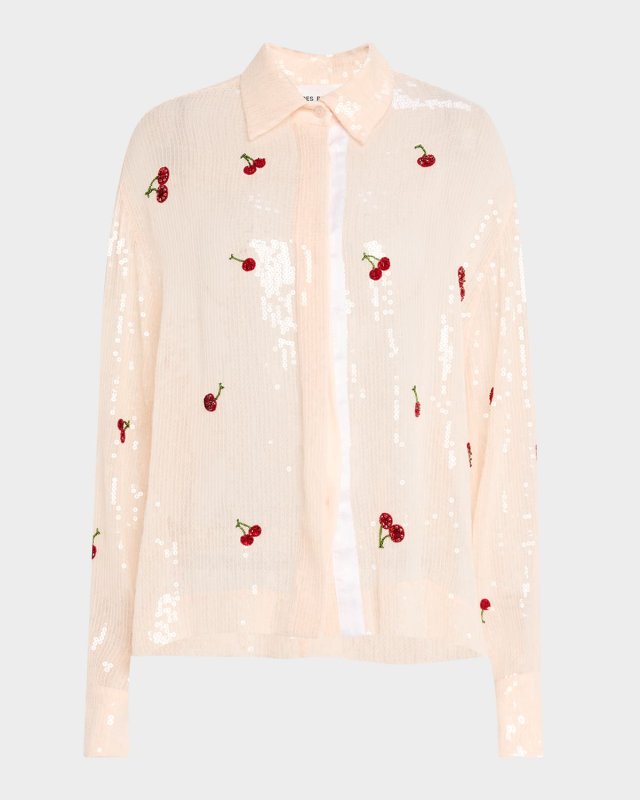 Sequined Cherry Boyfriend Shirt